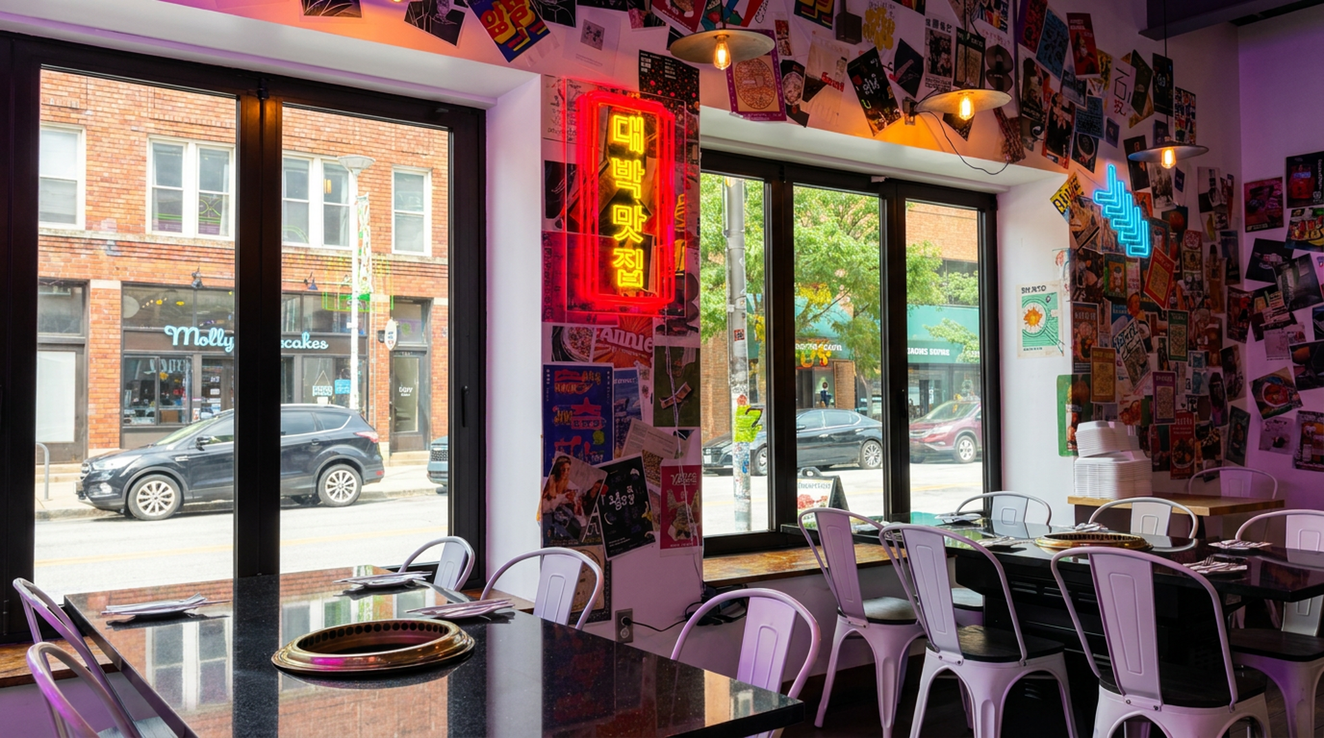 Grill tables on East Liberty
