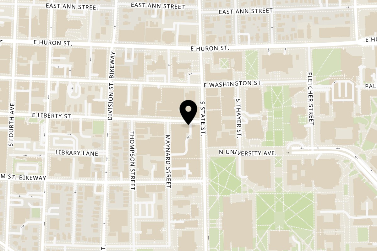 Map showing the location of The Seoul on 620 E Liberty St in Ann Arbor